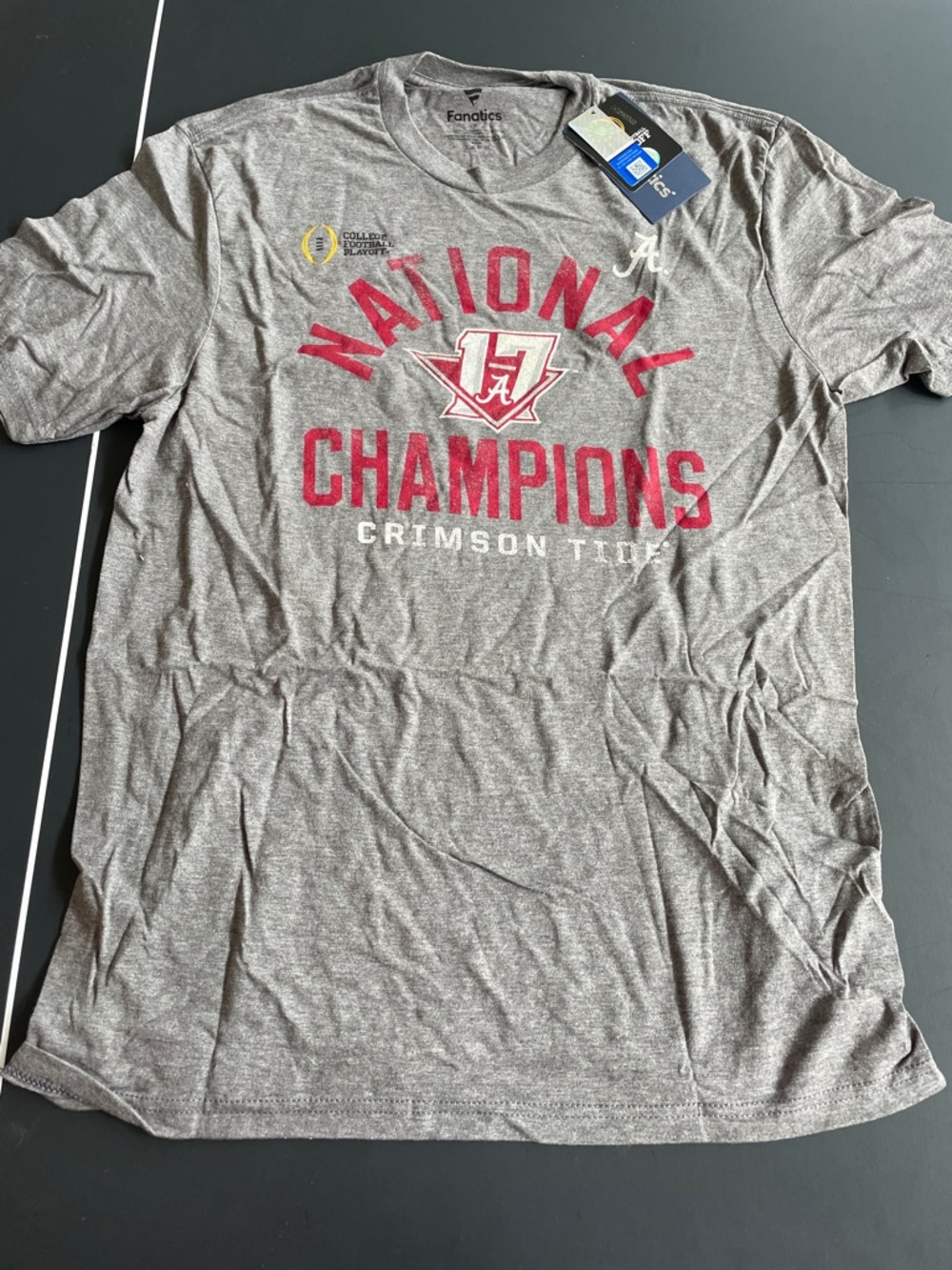 Fanatics Gray and Crimson Alabama National Champions Tee